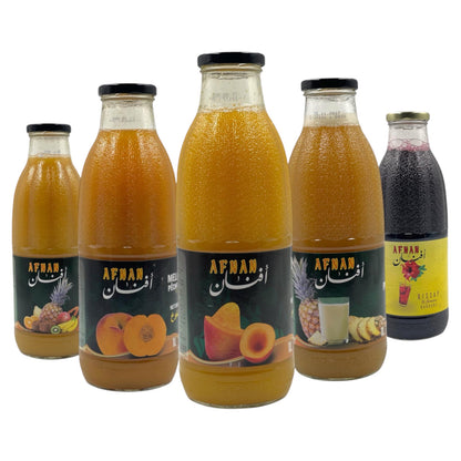 zumos en botella cristal AFNAN 1L 5 frutas